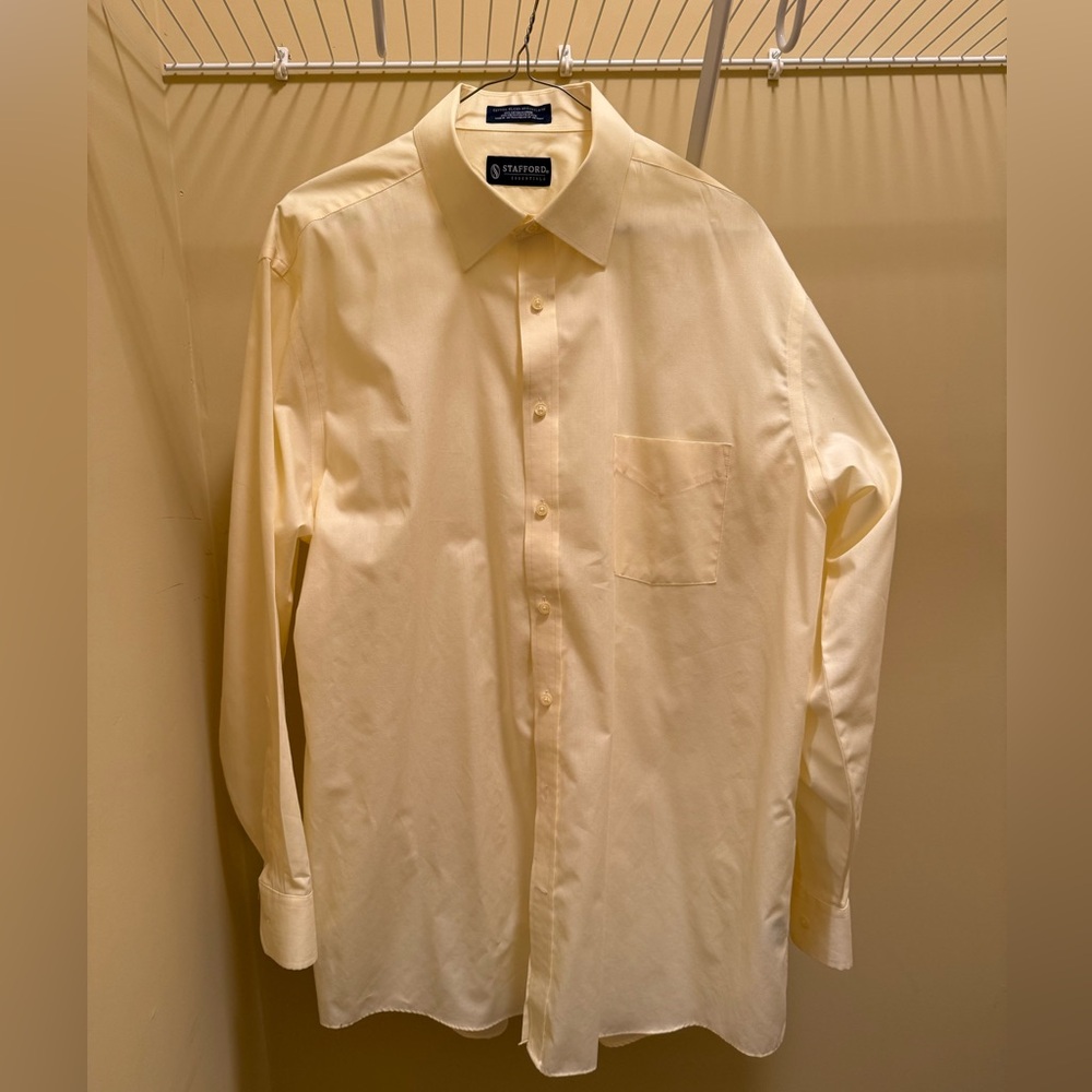 Stafford Men's Ivory Dress Shirt 17/34-35
